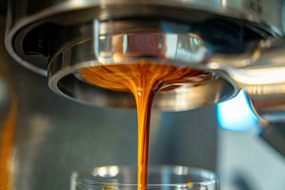 Extraction d'un espresso dans un verre